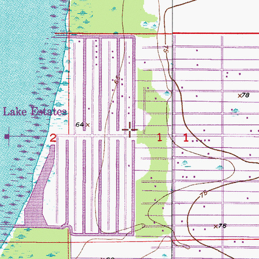 Topographic Map of Indian Lake Estates, FL