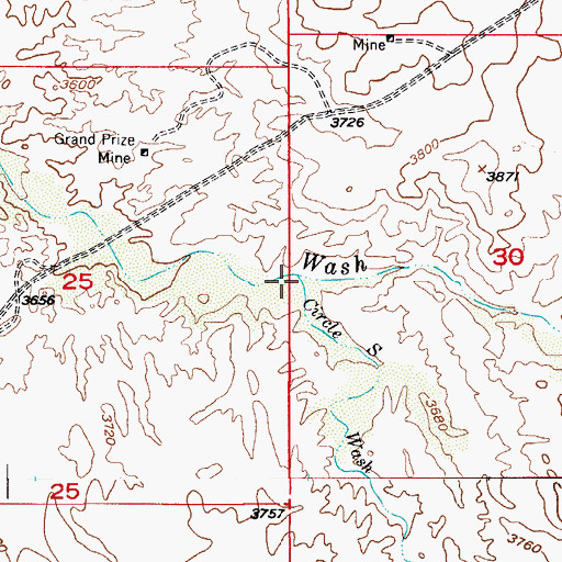 Topographic Map of Circle S Wash, AZ