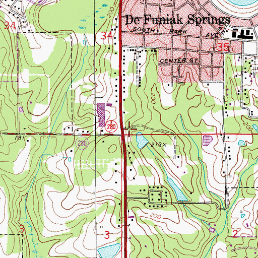 Topographic Map of DeFuniak Square, FL