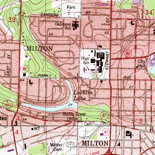 Topographic Map of Milton Square, FL