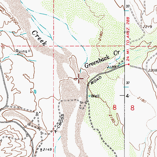 Topographic Map of Greenback Creek, AZ