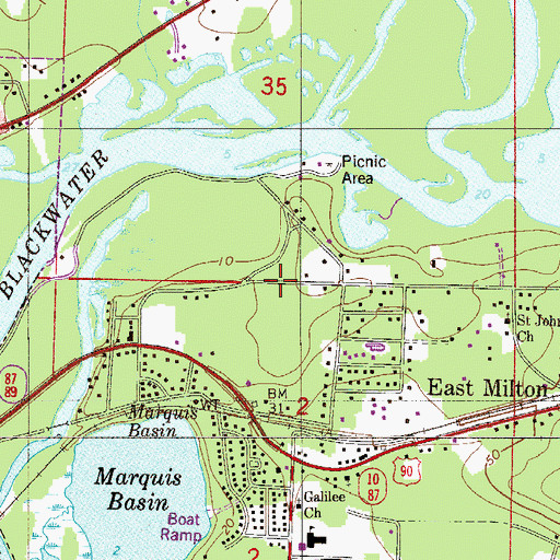 Topographic Map of Six Flags Shoppers Mart, FL