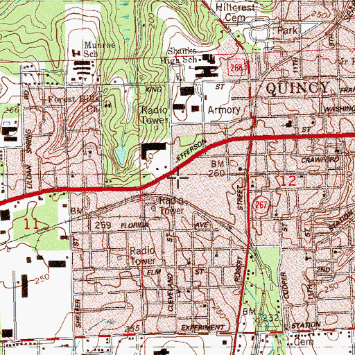 Topographic Map of Quincy Plaza, FL