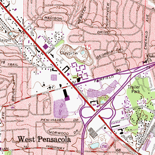 Topographic Map of Pensacola Plaza, FL