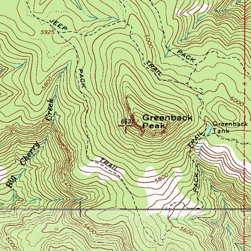 Topographic Map of Greenback Peak, AZ