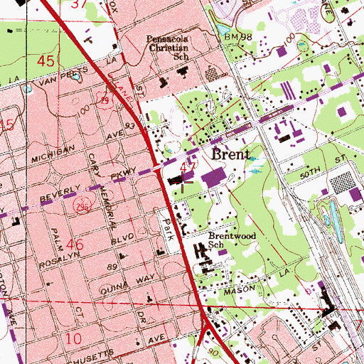 Topographic Map of Barnes Shopping Center, FL