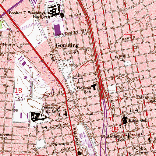 Topographic Map of Ensley Shopping Center, FL