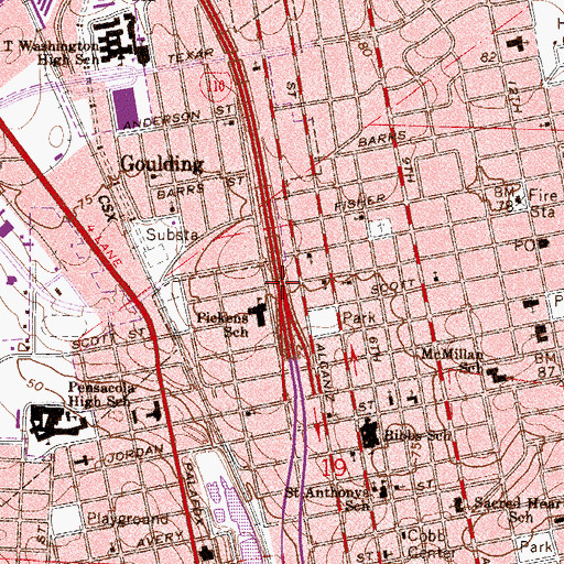 Topographic Map of Delmar Shopping Center, FL