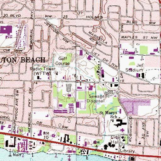 Topographic Map of Towncrest Shopping Center, FL