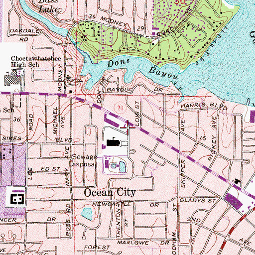 Topographic Map of Bel-Air Shopping Center, FL