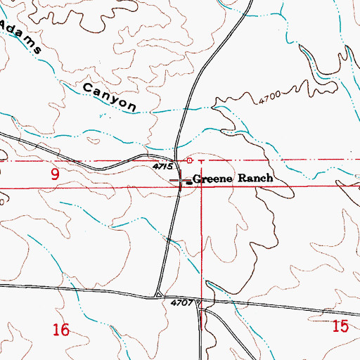Topographic Map of Greene Ranch, AZ