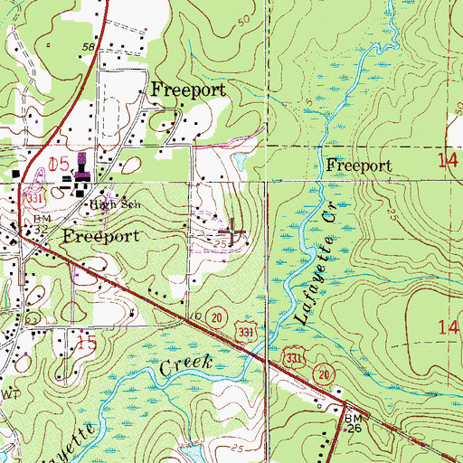 Topographic Map of Freeport Plaza, FL