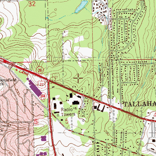 Topographic Map of Tallahassee Center, FL