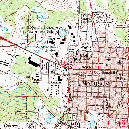 Topographic Map of Madison Square, FL