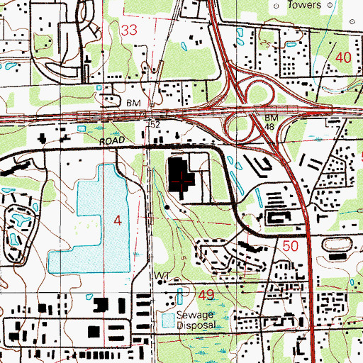 Topographic Map of Orange Park Mall, FL