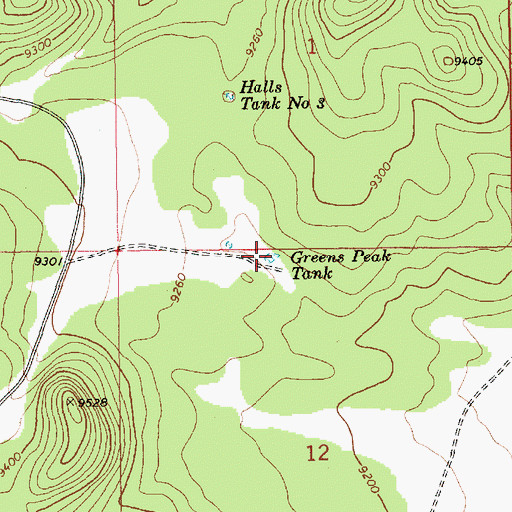 Topographic Map of Greens Peak Tank, AZ