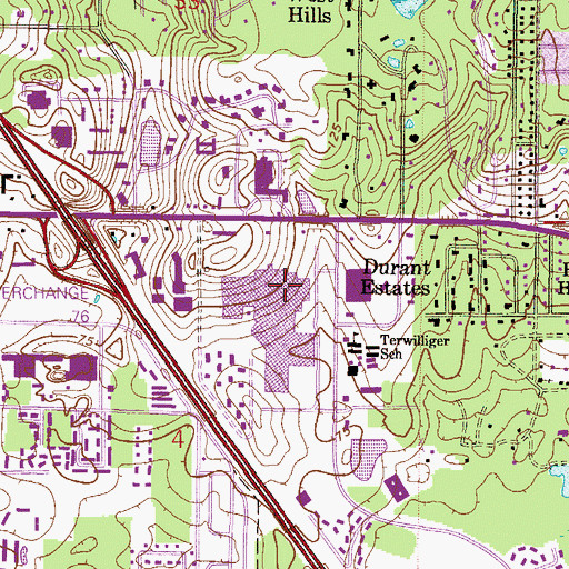 Topographic Map of Oaks Mall, FL