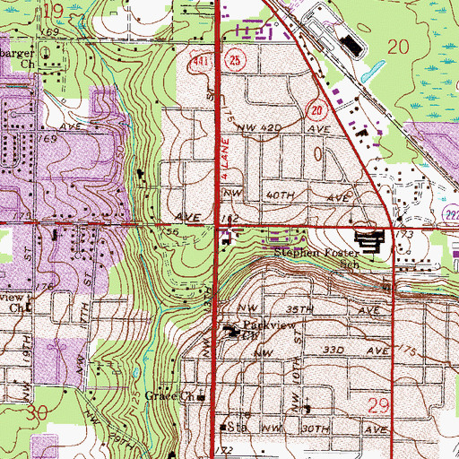 Topographic Map of Millhopper Square, FL