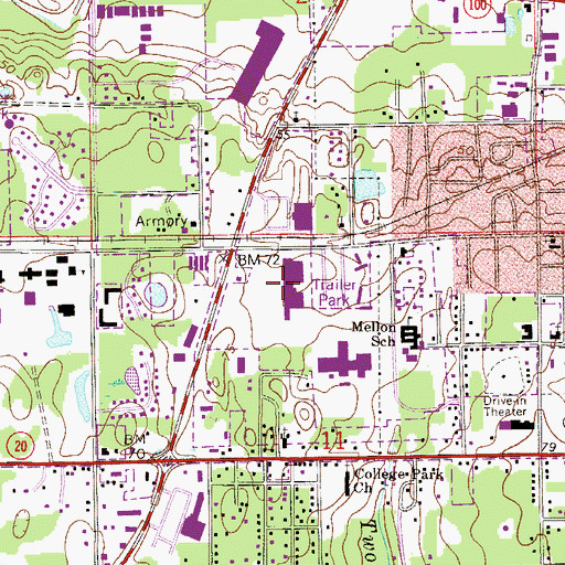 Topographic Map of Palatka Mall, FL