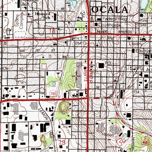 Topographic Map of Pine Plaza, FL