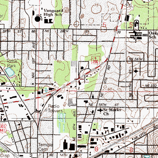 Topographic Map of Ocala West Shopping Center, FL