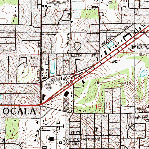 Topographic Map of Ocala Shopping Center, FL