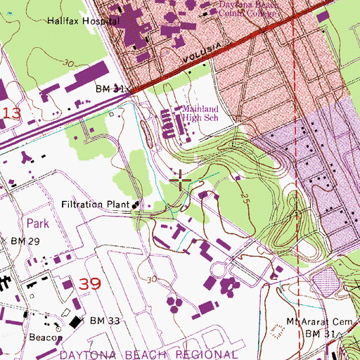 Topographic Map of Volusia Centre, FL