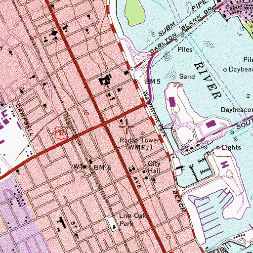 Topographic Map of Burgoyne Shopping Center, FL