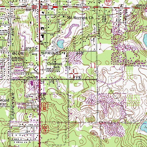 Topographic Map of Market Square, FL