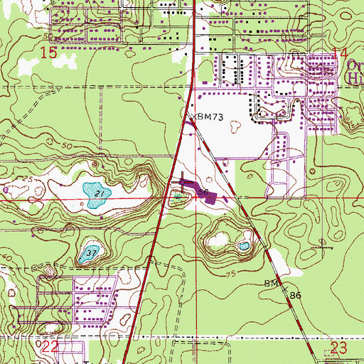 Topographic Map of Village Market Place of Orange City, FL