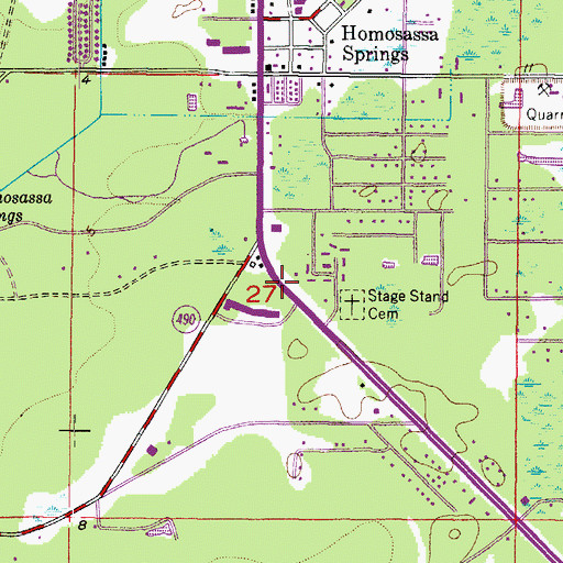Topographic Map of Homosassa Square, FL