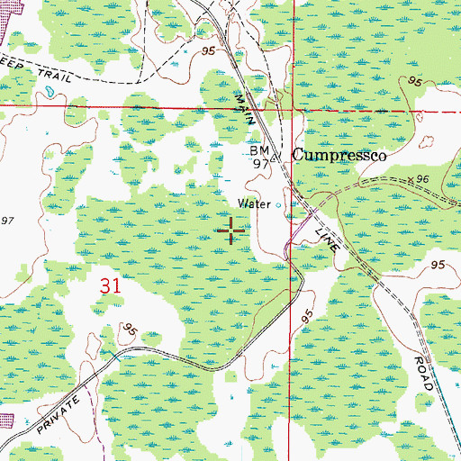 Topographic Map of Wildwood Shopping Center, FL