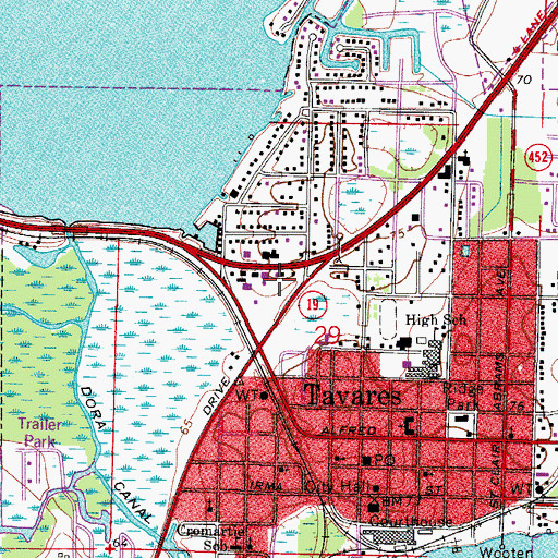 Topographic Map of Taveres Center, FL