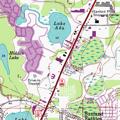Topographic Map of Fairway Center, FL