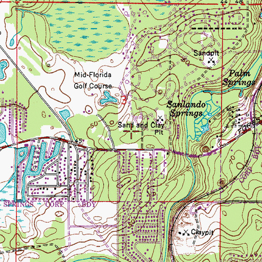 Topographic Map of Spring Plaza, FL