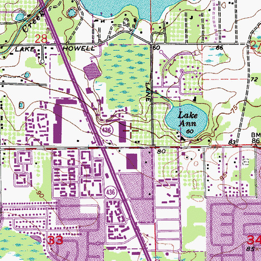 Topographic Map of Market Square, FL