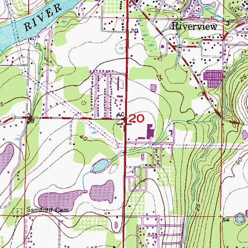 Topographic Map of Riverview Plaza, FL