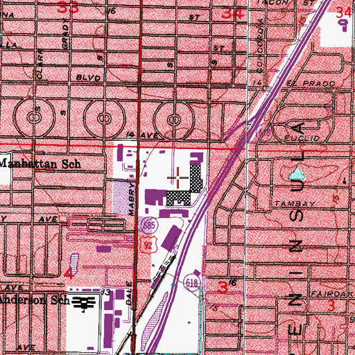 Topographic Map of Britton Plaza, FL