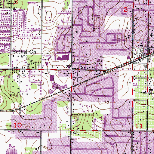 Topographic Map of Parsons Village Square, FL