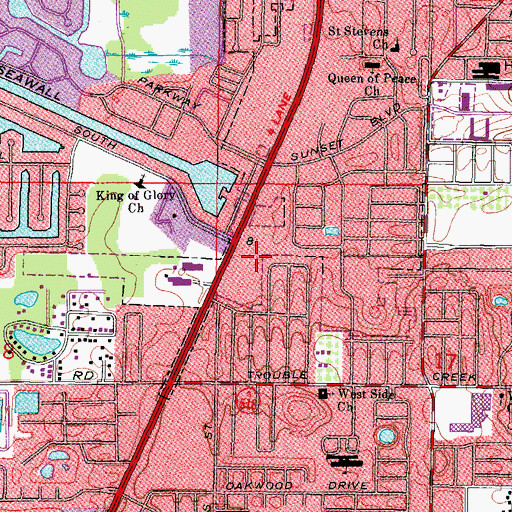 Topographic Map of Pasco Plaza, FL