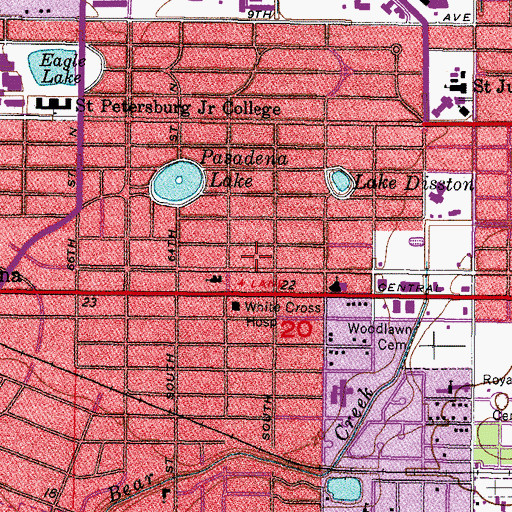 Topographic Map of West Central Shopping Center, FL