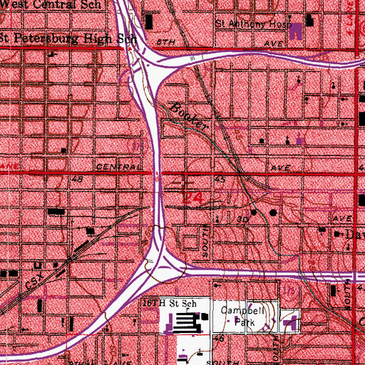 Topographic Map of Central Plaza, FL