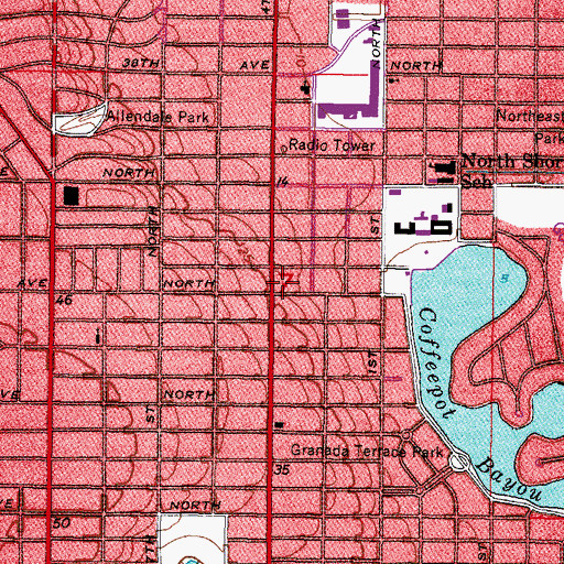 Topographic Map of Fourth Street Center, FL