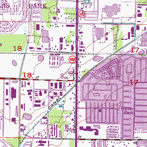 Topographic Map of Park Village Shopping Center, FL
