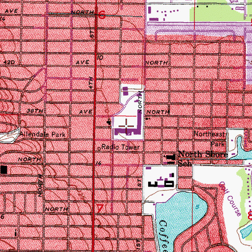 Topographic Map of North East Shopping Center, FL