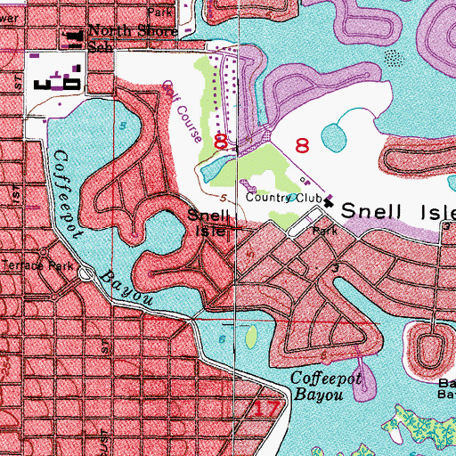 Topographic Map of Snell Isle Center, FL