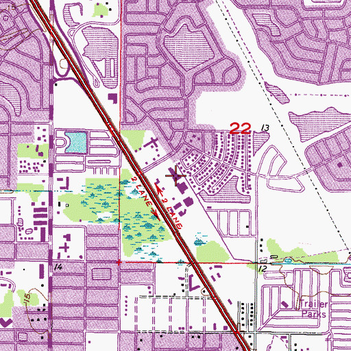 Topographic Map of Mainlands Village Shopping Center, FL