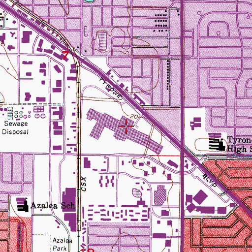 Topographic Map of Tyrone Square, FL