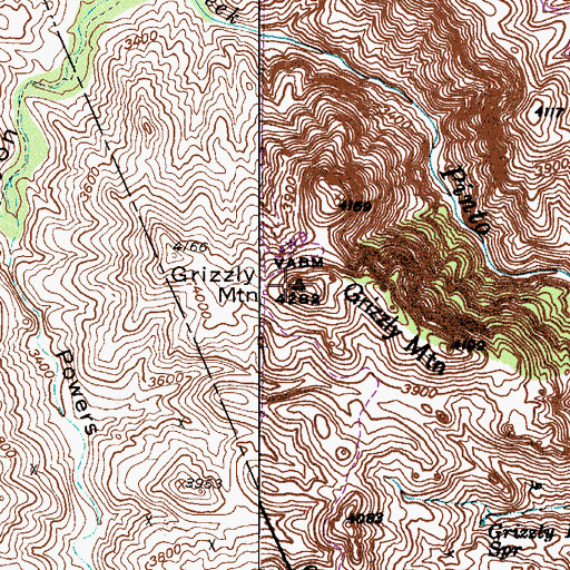 Topographic Map of Grizzly Mountain, AZ