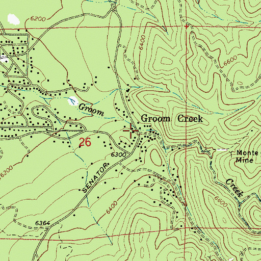 Topographic Map of Groom Creek, AZ